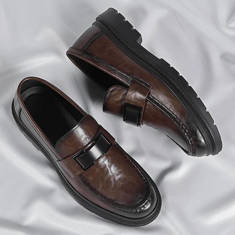 Fashion Luxury Mens Loafers Fashion Platform Outdoor Work Dress Shoes Italian Designer Slip On Casual Shoes Driving Boat Shoe Mocassins