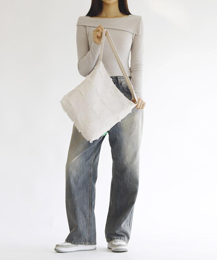 Green Stuff Simple Shopper Bag 62 Ethnic Fringe - Ivory