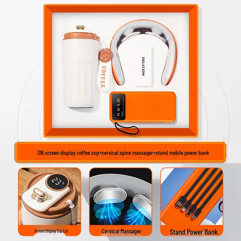 Smart Global 3-in-1 Digital 316 Stainless Steel Coffee Cup & Wellness Tech Set