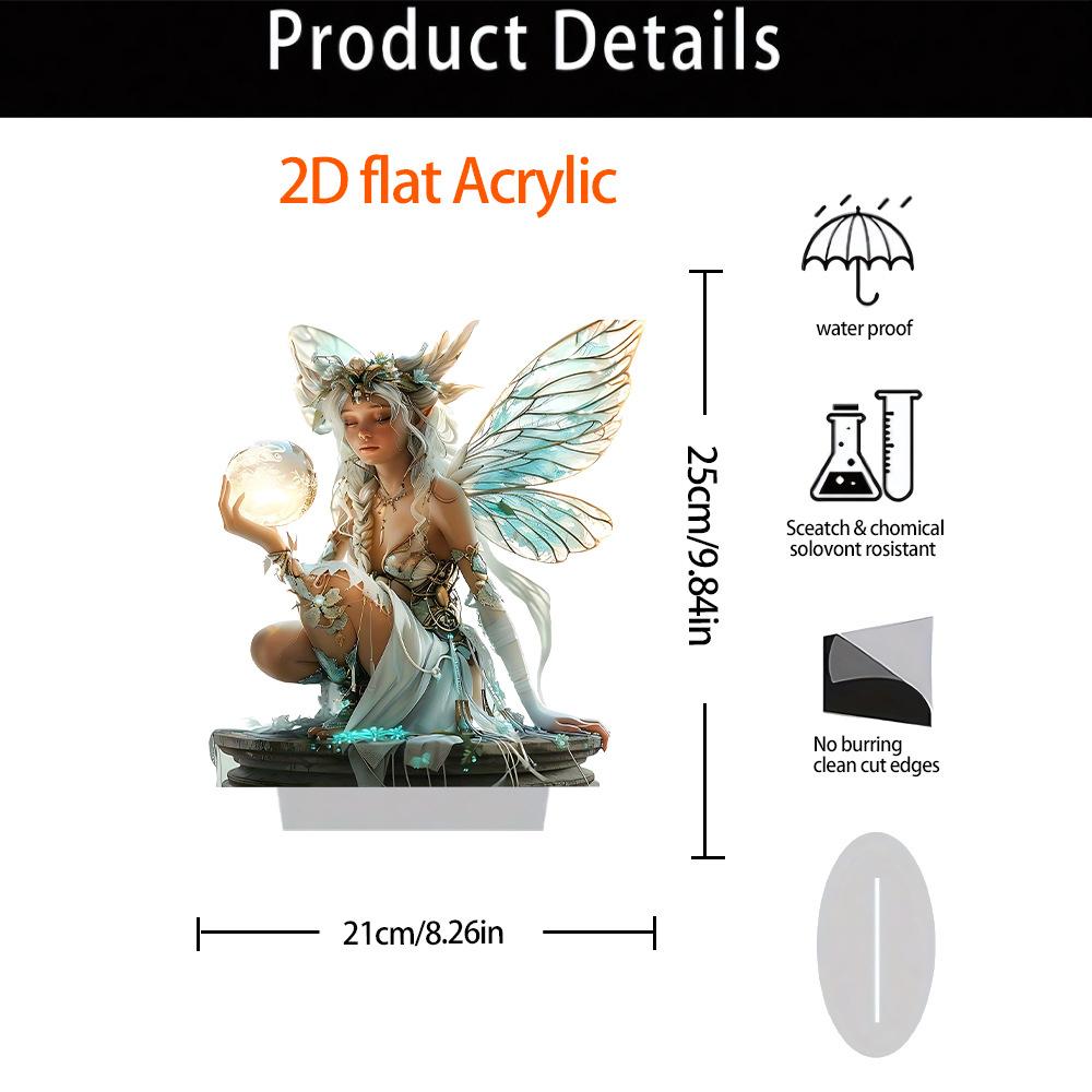 Moon Fairy Desktop Decor with Base Acrylic Ornament for Home Office
