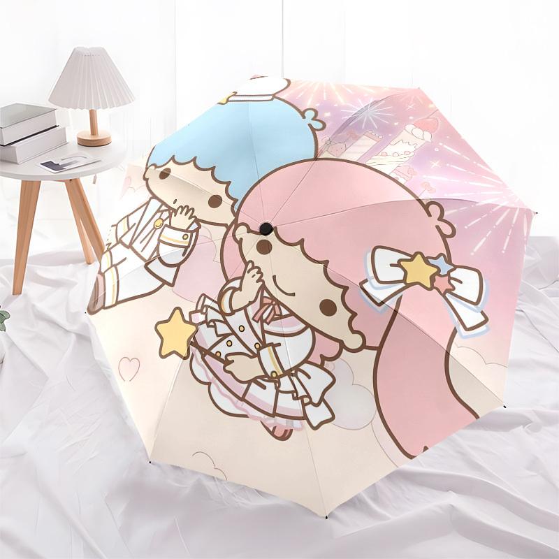 1pc Little Twin Stars Celebration Umbrella with Plastic Handle,Compact & Stylish,Suitable for All Seasons Home Travel Outdoor N198