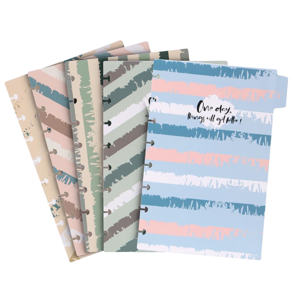 5 Tab DiscBound Dividers, Paper Index Dividers, Assorted Multi-Color, Junior Size Dividers for Discbound Planners or Notebooks