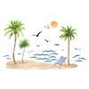 Tree Wall Decal for Living Room, Beach Hawaiian Home Wall Sticker for Bedroom Decor
