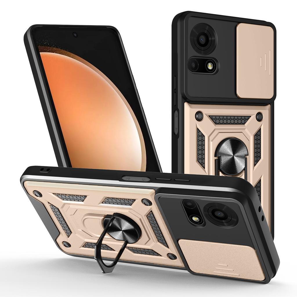 For TCL 50 LE Case with Slide Camera Lid PC+TPU Kickstand Phone Cover