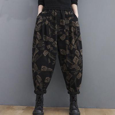 5XL Jeans Spring/Summer Fashion Printed Jeans Retro Washed Harem Pants Autumn Denim Pant Women Jeans Elastic Waist Trousers