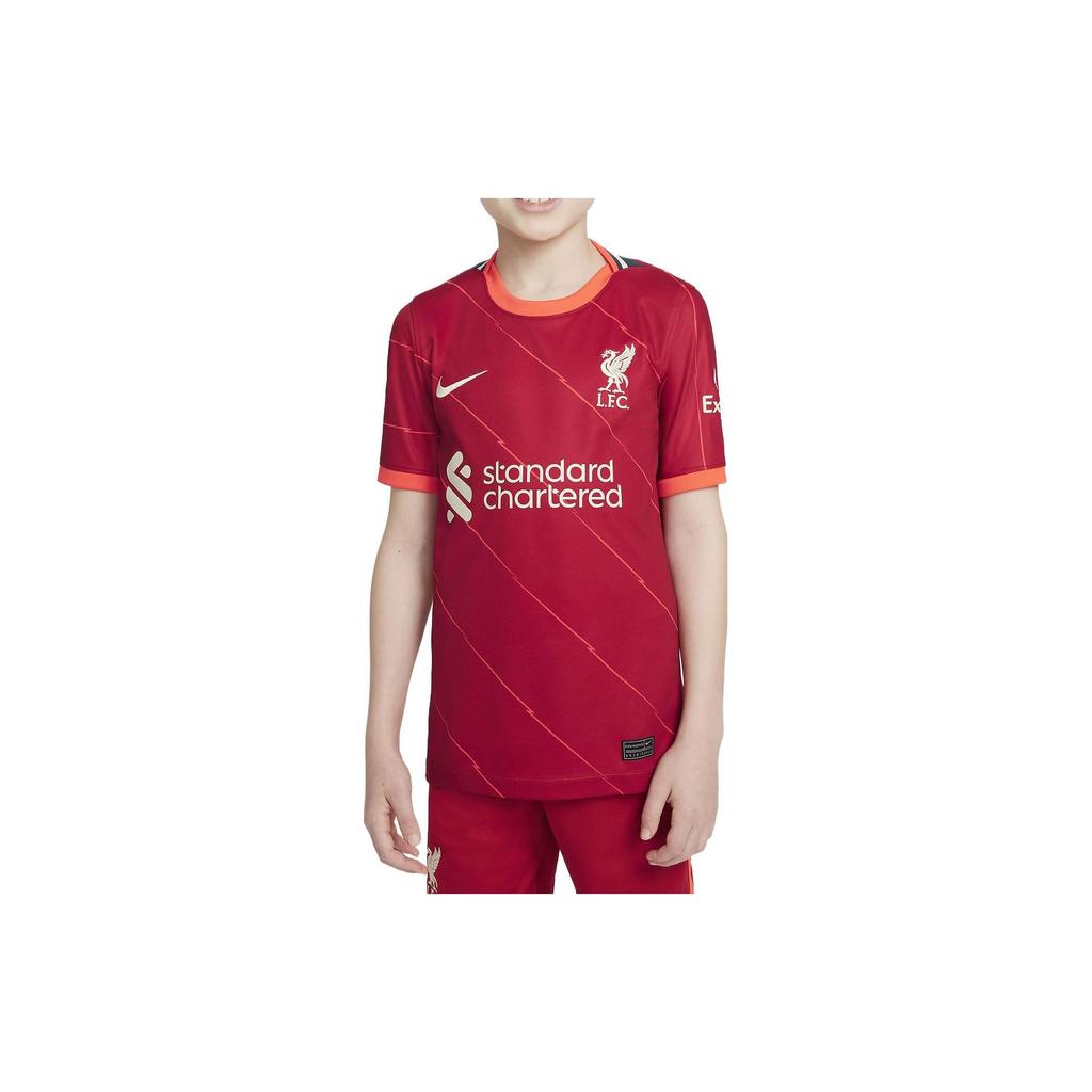 Nike Kids Ribbed Crew Neck Pullover Short-Sleeve Soccer Jersey Kids Tops Red DB2568-688