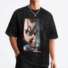 Horror Movie Chuckys T Shirts Washed Short Sleeve Oversize T-Shirts Halloween Fashion for Men Women Streetwear Summer Tees