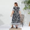Damenkleid Übergröße Elegantes Temperament Elastische Taille V-Ausschnitt Lange Kleider
