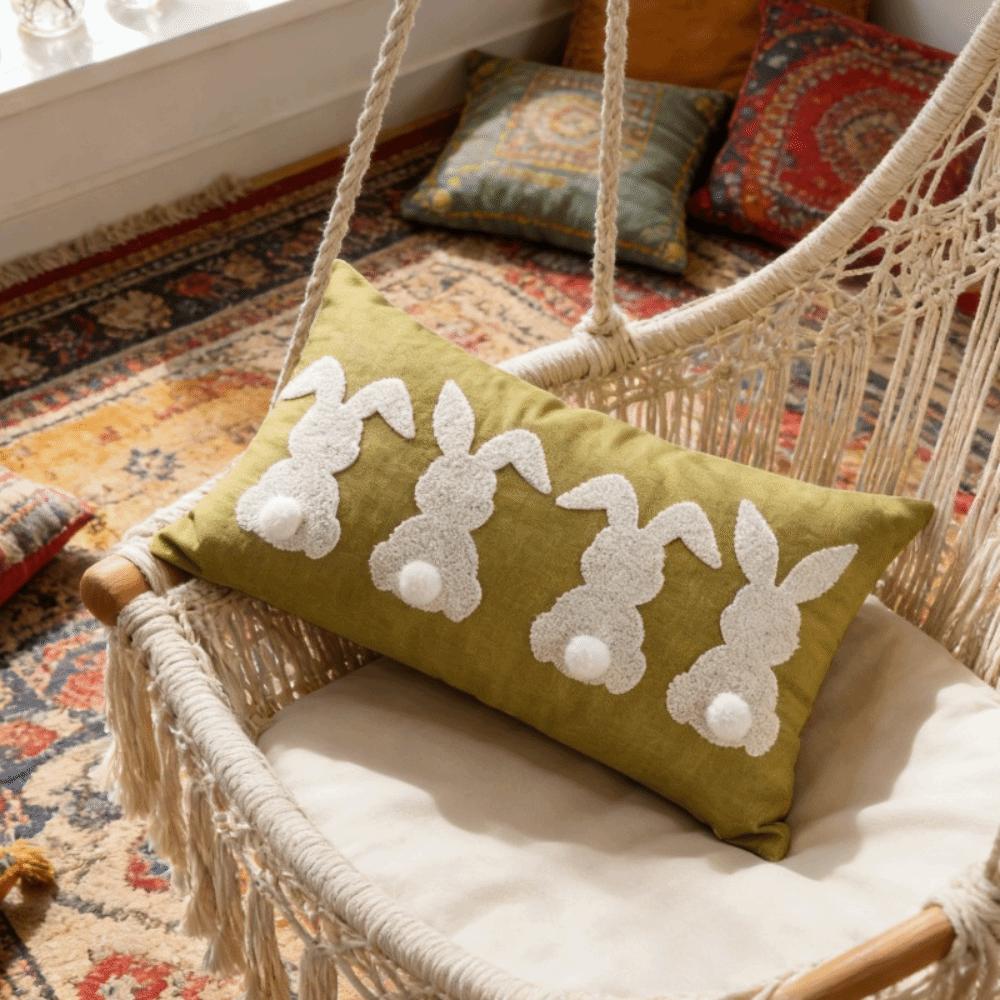 Rectangular Easter Bunny Pillowcase Three-dimensional Design Cushion Cover Spring 1181x1969 in зелёный 1090₽