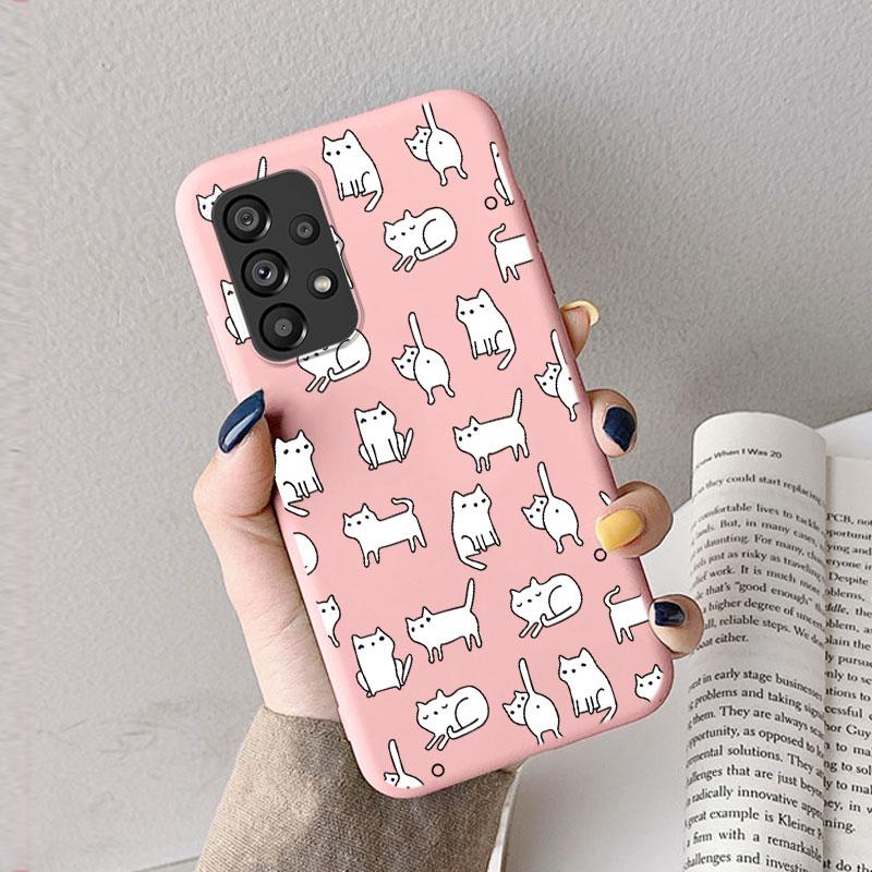 Case For Samsung A53 A52S A52 A73 A70 Cute Heart Flower Back Cover Soft Silicone Matte Protective Funda For Samsung Galaxy A53