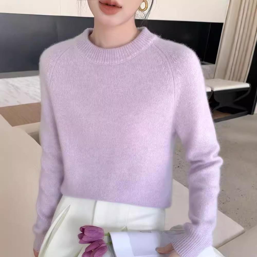 Women's 3-Strand Marled Cashmere Pullover - High-End, Stylish, Round Neck Sweater
