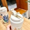 Coffee Thermos Cup Girls New Double Drinking Cup Luxury High-grade Sense with Straw Cup Accompanying Large Volume