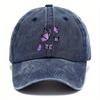 Purple Butterfly Print Baseball Cap Vintage Washed Polyester Casual Adjustable Sun Protection Adult Hat