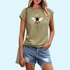 Women Fashion Bee Print T-shirt Sring&summer Casual Ladies Round Collar Tee Shirt