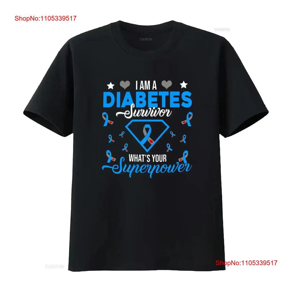 I Am A Diabetes Survivor Cute Cool Awareness Blue Ribbon T Shirt Mug vintage Washed Versatile S