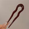 Vintage U-Shaped Hair Fork For Women Girls Geometric Tortoiseshell Acetate Hairpin Headwear Fashion Hair Sticks Hair Accessory