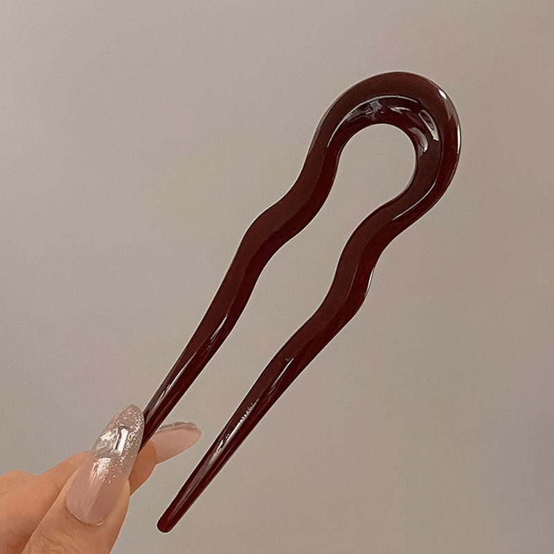 Vintage U-Shaped Hair Fork For Women Girls Geometric Tortoiseshell Acetate Hairpin Headwear Fashion Hair Sticks Hair Accessory