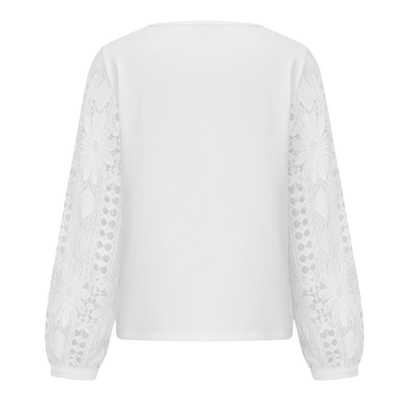 Jarní a podzimní dámská móda elegantní krajkový sestřih pletený peplum top