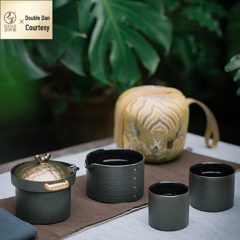 Edenus Portable Ceramic Tea Set (1 Pot, 2 Cups)