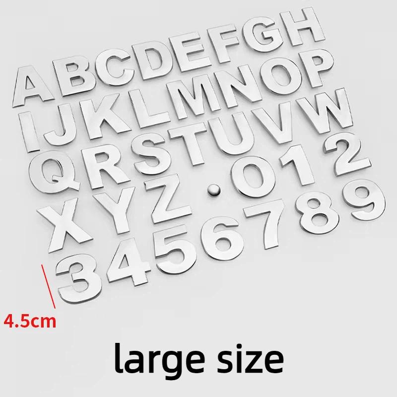 

DIY 3D Metal Letters Emblem Decals Numbers Car Sticker Rear Trunk Logo Digital Badge Accessories 9-large size срібний
