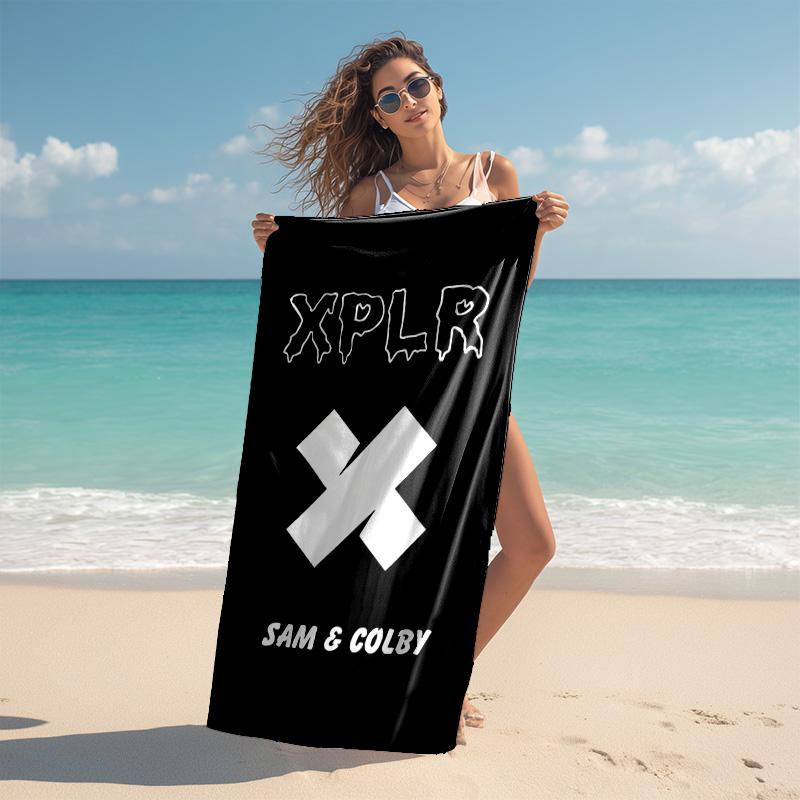 proof beach towel with Sam and Colby pattern - soft,absorbent,quick-drying,machine washable - perfect for swimming,camping,bathing