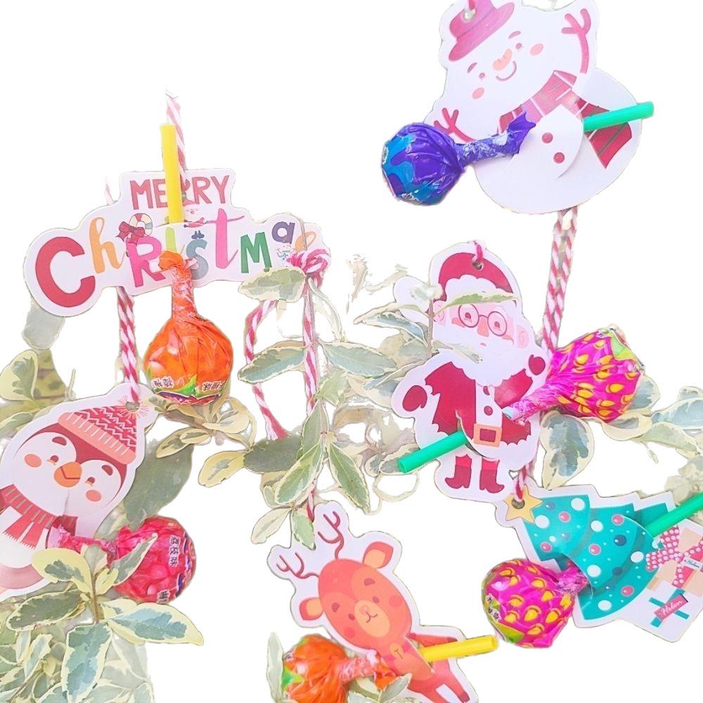 Festive Lollipop Cartoon Candy Decoration Cards for Christmas Events