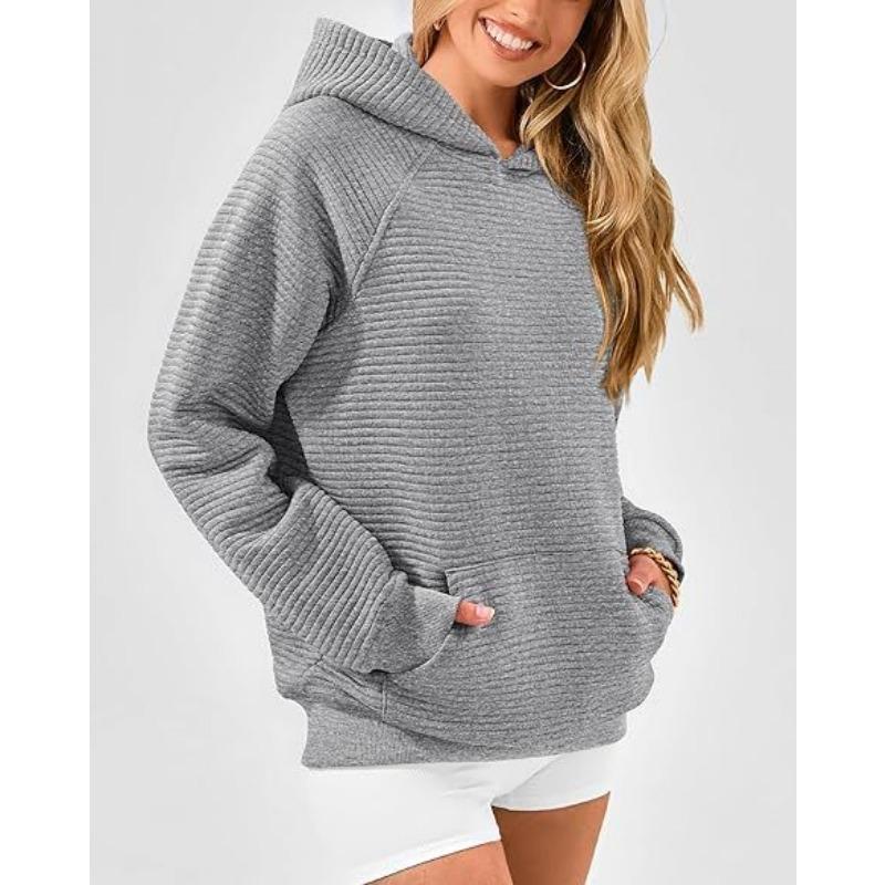 2025 Fashion Striped Loose Long Sleeved Hooded Sweater Women Autumn and Winter Casual Simple Office Sweatshirt Hoodie Elegant Loose Women's Clothing
