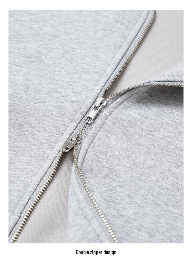 Unisex Heavyweight Double Zipper Oversized Hoodie - 2025 Autumn Trend Color Block Cardigan