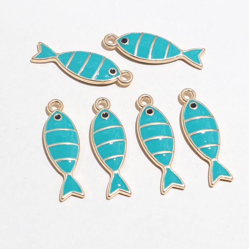 20pcs 23x7mm Enamel Fish Charms Pendant DIY Jewelry Making Accessories Findings for Earrings Necklace Bracelets