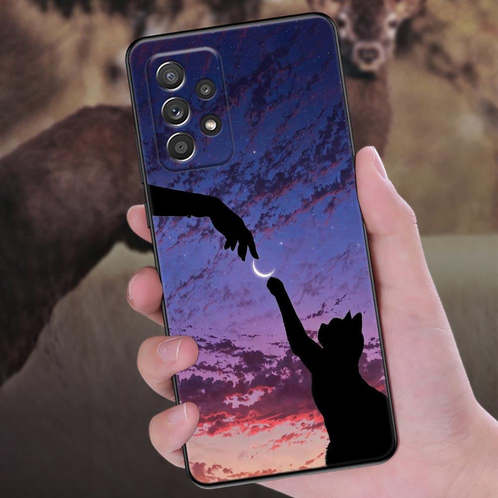 Funny Cute Cat Line Art Phone Case For Samsung Galaxy A57 A56 A37 A55 A36 A26 A54 A52 A35 A34 A25 A17 A16 A15 A07 A06 Soft Cover