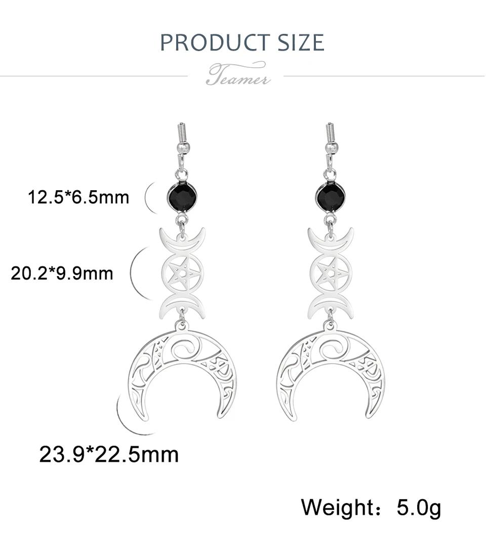 

Teamer Vintage Triple Witch Moon Pentagram Goddess Earrings for Women Witchcraft Stainless Steel Amulet Jewelry Gifts Wholesale