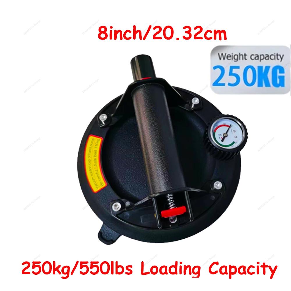 1-2Pcs 8 Inch Vacuum Suction Cup Glass Sucker Loading 200kg Heavy Duty Vacuum Lifter Industry Spreader to Tile Windshield Window