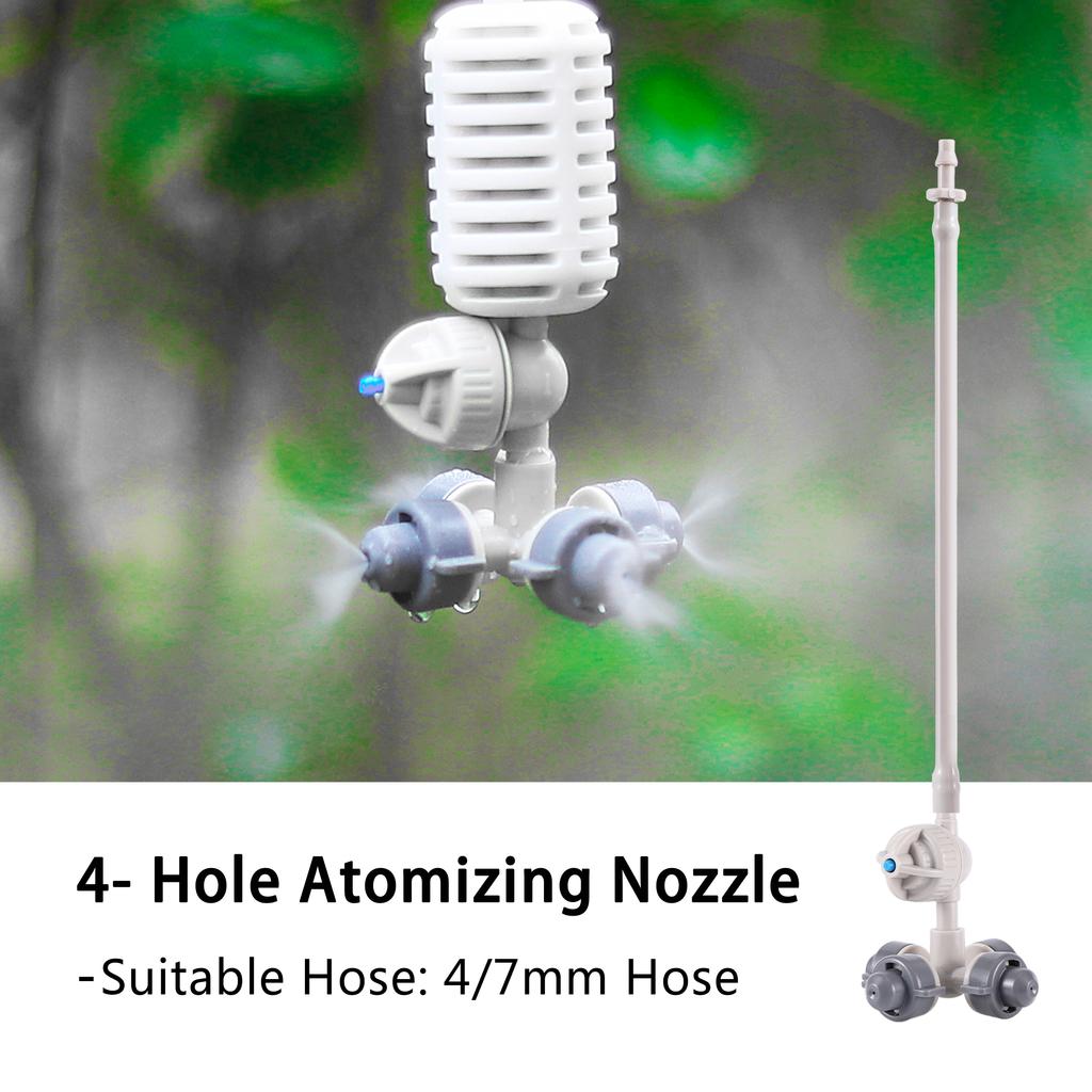 4/7mm Hanging Irrigation Cross Atomizing Nozzle, Drip Irrigation Garden Greenhouse Indoor Humidifier with Valve Anti-Drip Nozzle