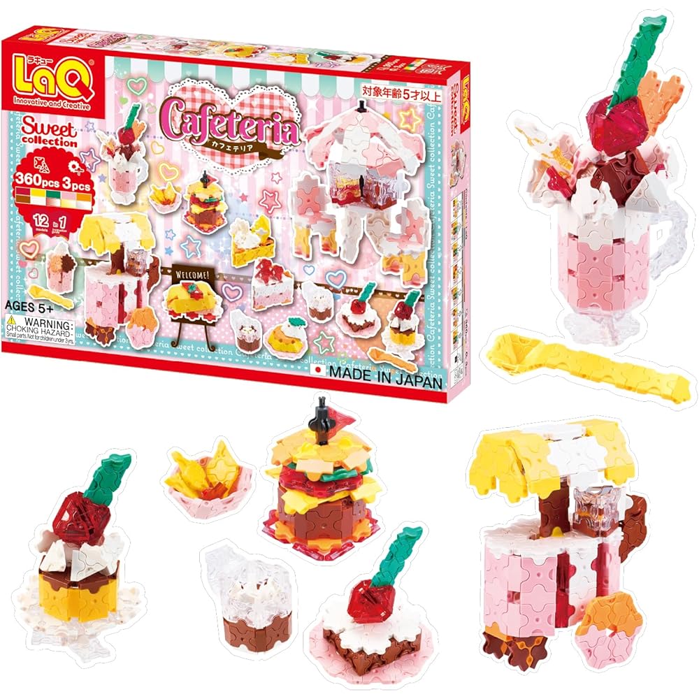 Yoshiritsu LaQ Sweet Collection Cafeteria Building Set 360 Pieces + 3 Accessories Educational Toy