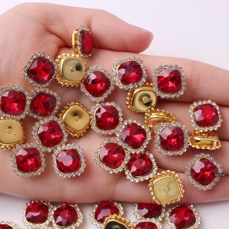 Premium 10x10 mm Square Claw Rhinestones for DIY Jewelry, Bows, and Hair Accessories - 40-200 Pieces