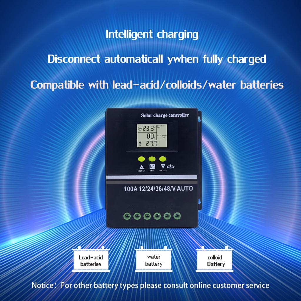 30A/ 60A/100A MPPT Solar controller 12V 24V 36V 48V AUTO Battery Charger with LCD