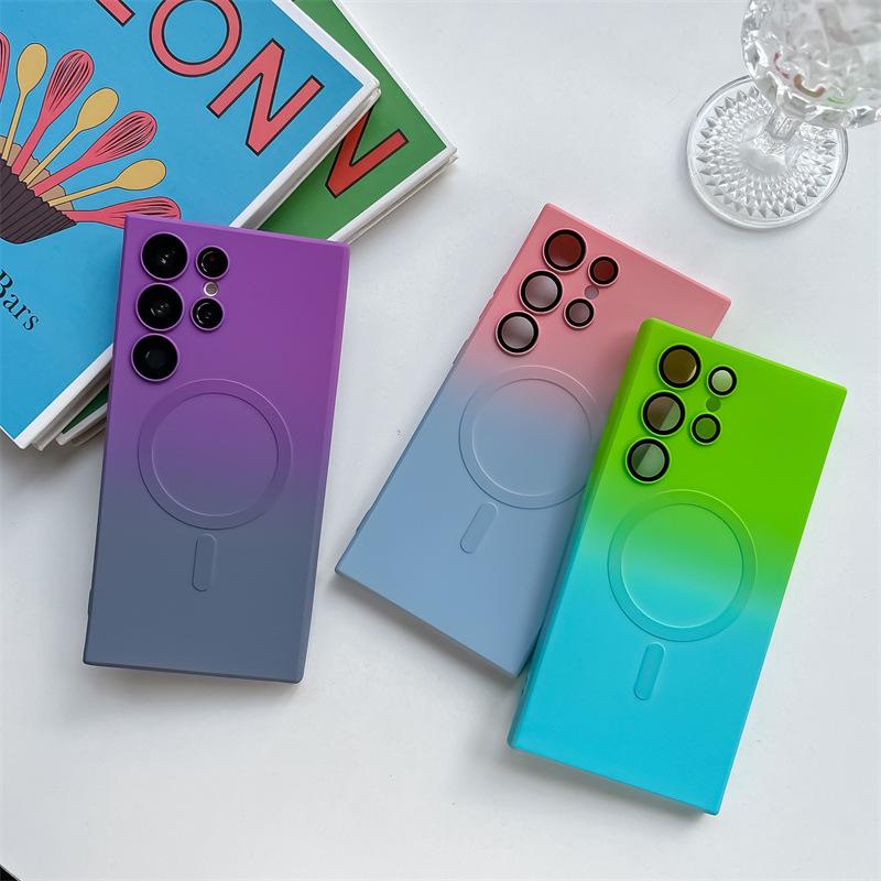 "Pouzdro pro Samsung S25 kompatibilní s MagSafe": Magnetická absorpce, Gradientní dvoubarevný, s fólií na objektiv a měkkou 24Plus povrchovou úpravou pro S23 Ultra"