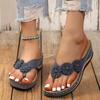 Women's Comfortable Flower Decor Thong Sandals - Fashionable Open Toe Slip On Flip Flops