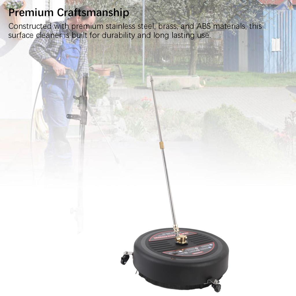 15.8 Inch Surface Cleaner with Wheels 3600PSI 1/4 Inch Quick Plug Stainless Steel Pressure Washer Surface Cleaner for Driveway Terrace Garden