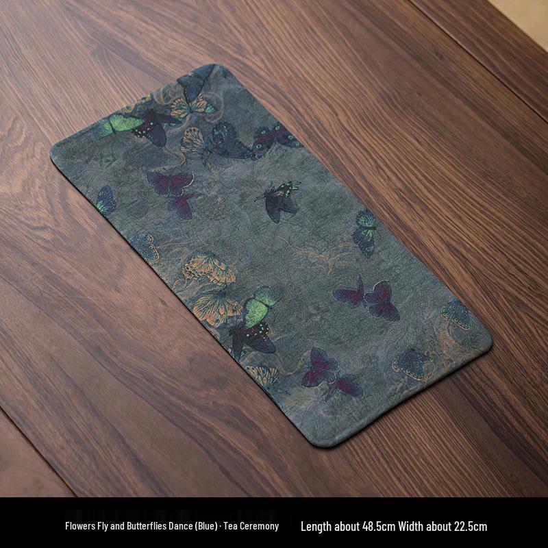 Xiangyunsha Double-Sided Waterproof Zen Tea Mat - High-End Chinese Style Dry Brew Tray Cloth