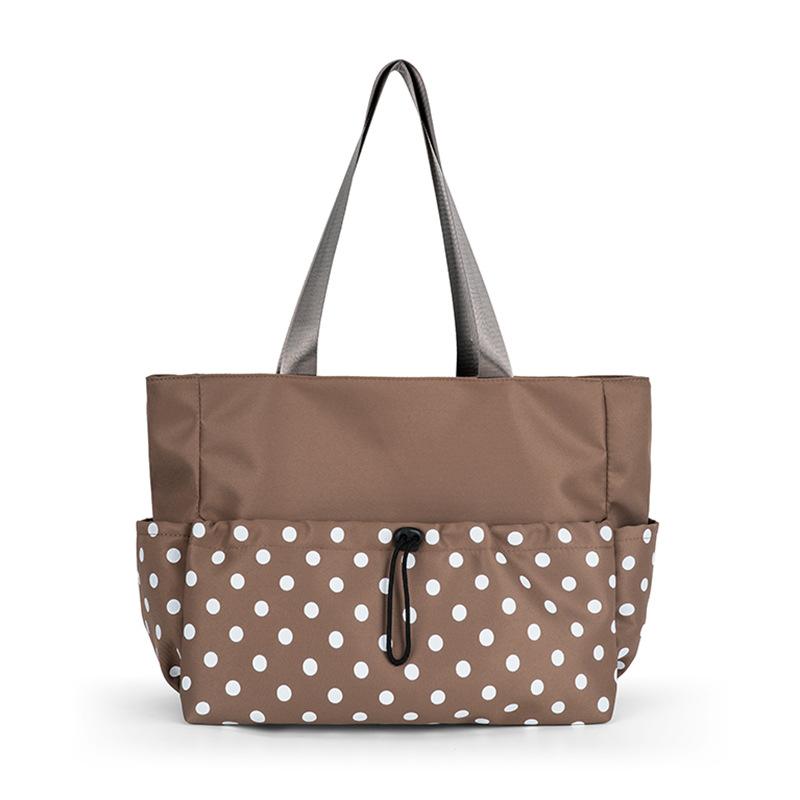 Polka Dot Large Capacity Tote Bag For Women Nylon Material Drawstring Closure Hobo Bag Underarm Shoulder Bag Lightweight Handbag