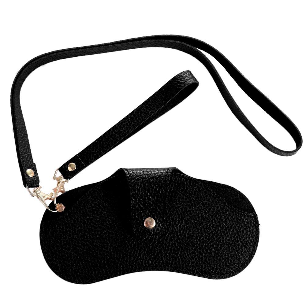 Korean Style PU Leather Glasses Bag Hanging Neck Wrist Buckle Glasses Storage Bag Outdoor Travel Sunglasses Eyeglass Bag