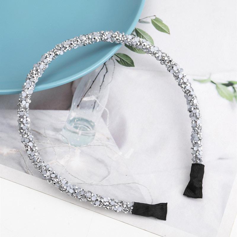 Fashion Korea Crystal Soft Headband for Women Rhinestone Hairband Beads Bezel Girls Hair Accessories Simple Headwear