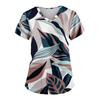 Women's Fashion Printed Work Uniform With Pocket T-Shirt Short Sleeve Top
