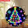 2D Flat 20*20cm1pc Neon Glow Design Color Christmas Tree&snowflake Patterns Circular Wooden Sign, Star Shape Christmas Treed Glitter Dots Theme Nament