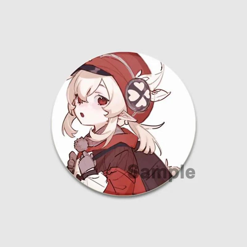 32/44/58mm Klee Pin Round Cartoon Funny Snap-in Brooche for Backpack Cothes Accessorie Anime Genshin Impact Collection Badge Hat Decoration