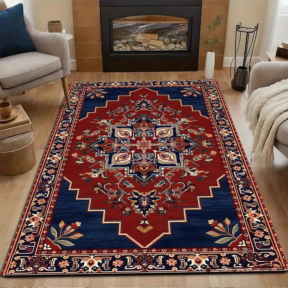 Persian-Inspired Geometric Rug Design Patterned carpet, non slip mat suitable for living room and bedroom sofas