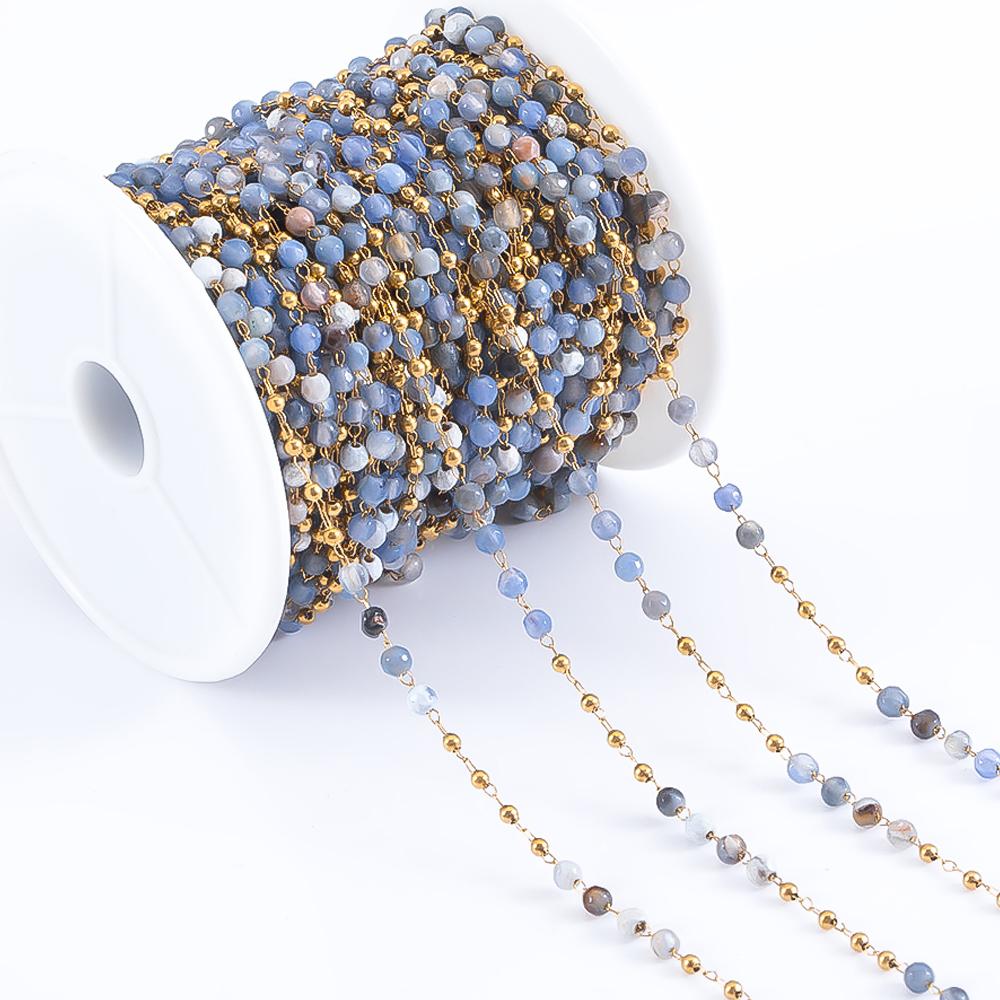1Meter Stainless Steel Crystal Beading Chain Iridescence Transparent Beaded Body Chains for DIY Necklace Bracelet Jewelry Making