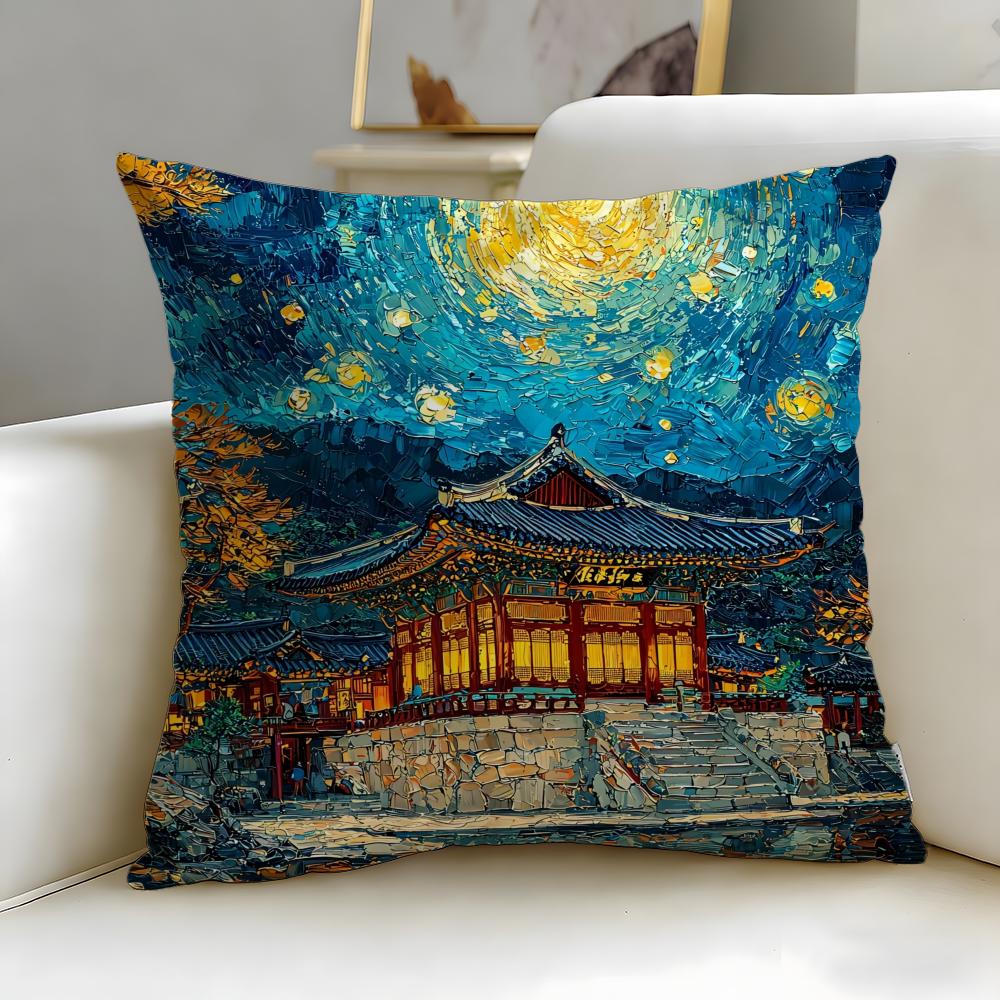 

classic landmark Foguo Temple Cushion Cover Soft EasyWash Pillow Case Versatile for Couch Bed Travel and Office 30X30cm