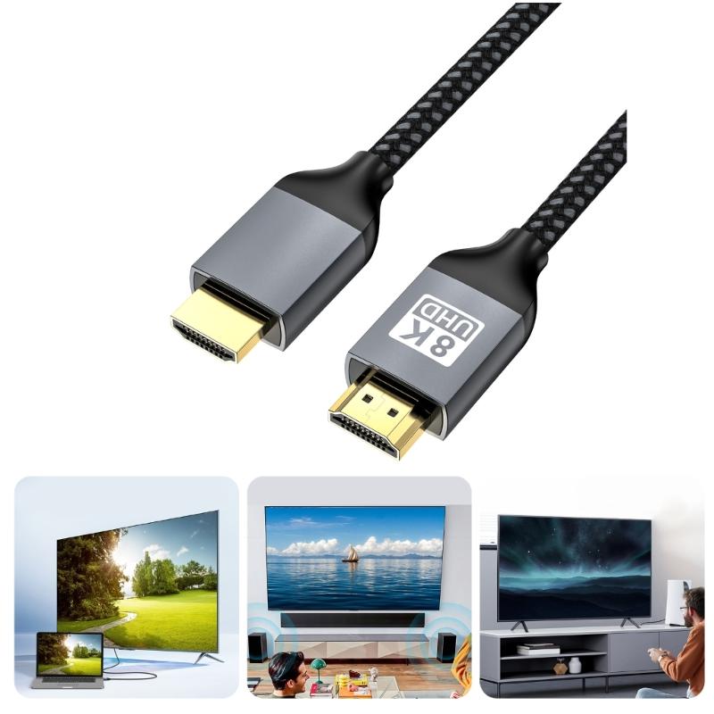 8K HDTV Port 2.1 Cable 48Gbps Delivers 8K60hz UHD Video with Dynamic eARC and eARC for Home Theater Systems